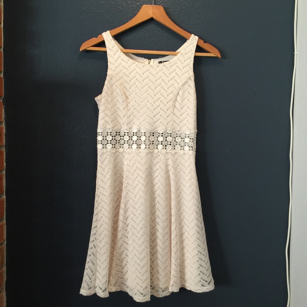 Crochet dress with see through panel
